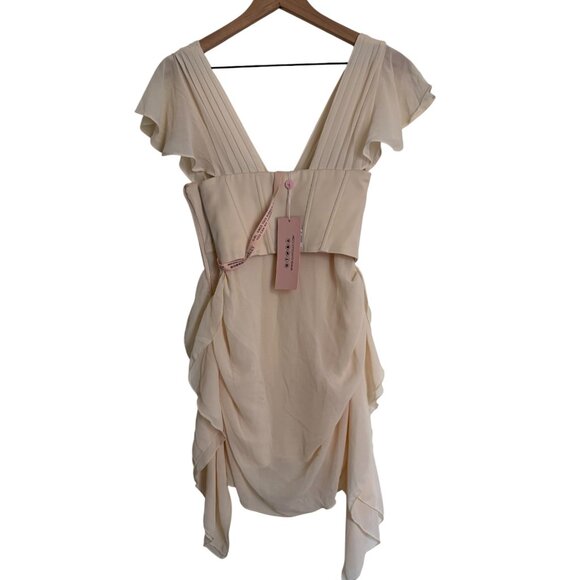 NWT Oh Polly Cerise Draped Corset Mini Dress in Ivory - Picture 6 of 9